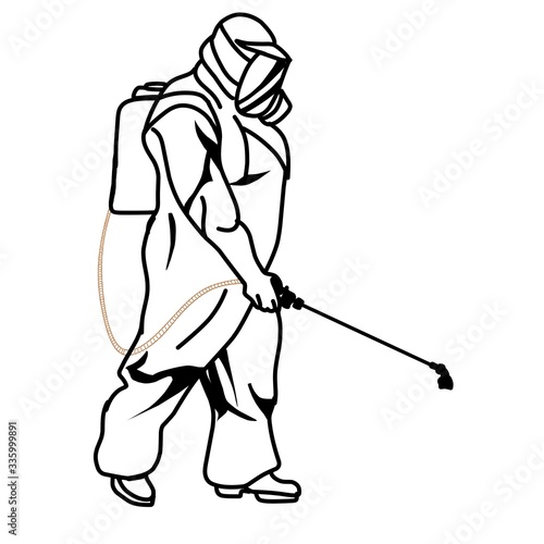 Sketch design of illustration Spraying disinfectant 