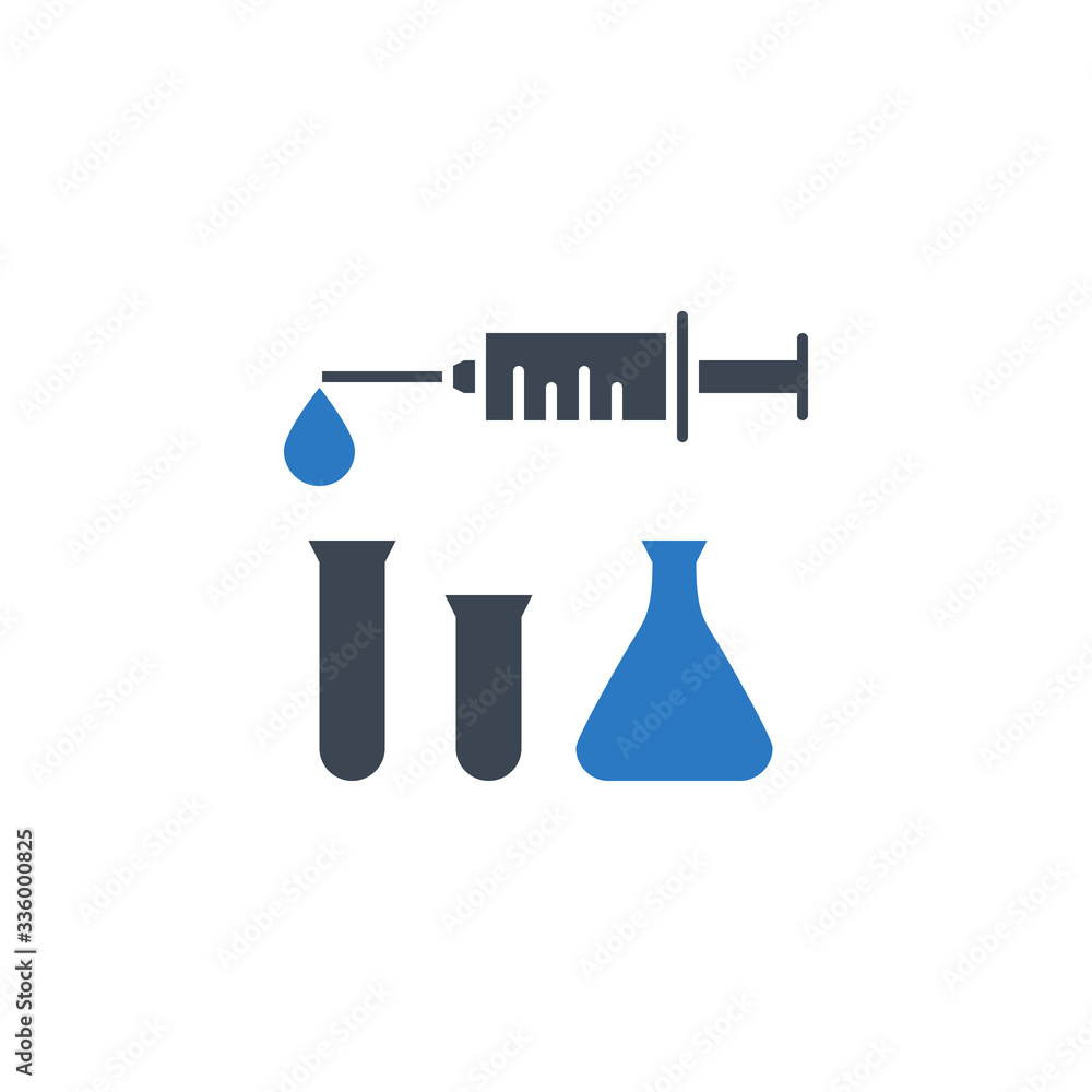 Syringe and Lab Tubes related vector glyph icon. Isolated on white background. Vector illustration. Syringe and Lab Tubes related vector glyph icon. Isolated on white background. Vector illustration.