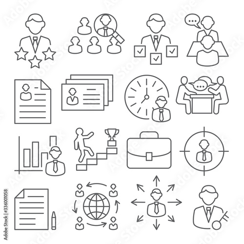 Head Hunting Line Icons on white background