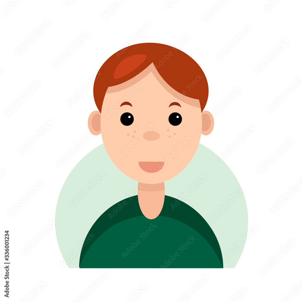 Flat illustration with the ginger boy.Fun and cute character. Flat illustration with the ginger boy.Fun and cute character.