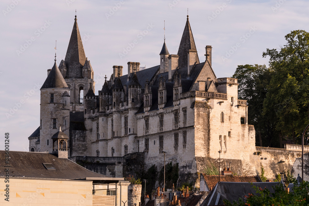 Beautiful royal city of Loches, and its Chateau de Loches in the Loire Valley (France)