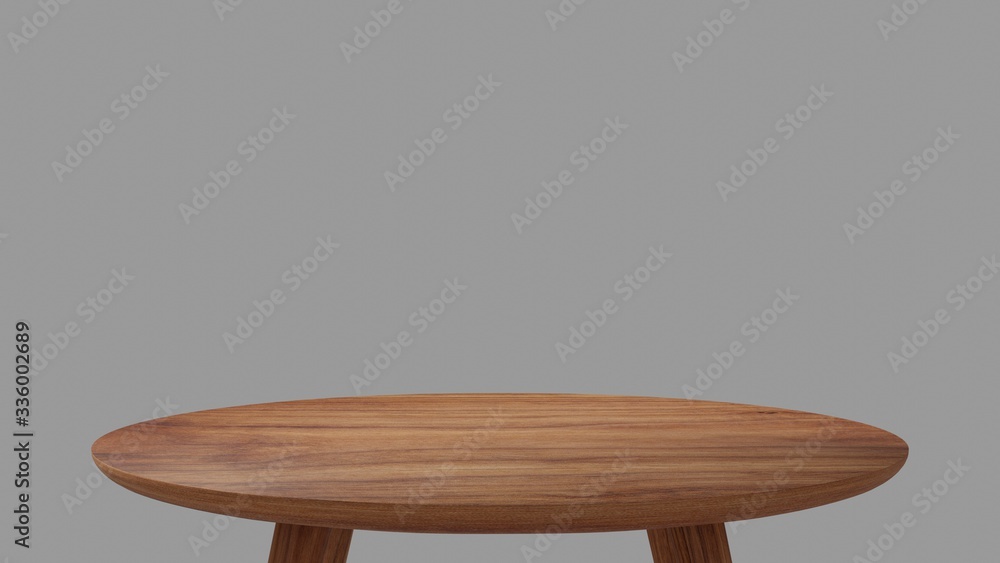3D rendering perspective minimal round table on clear background. 3D rendering perspective minimal round table on clear background.