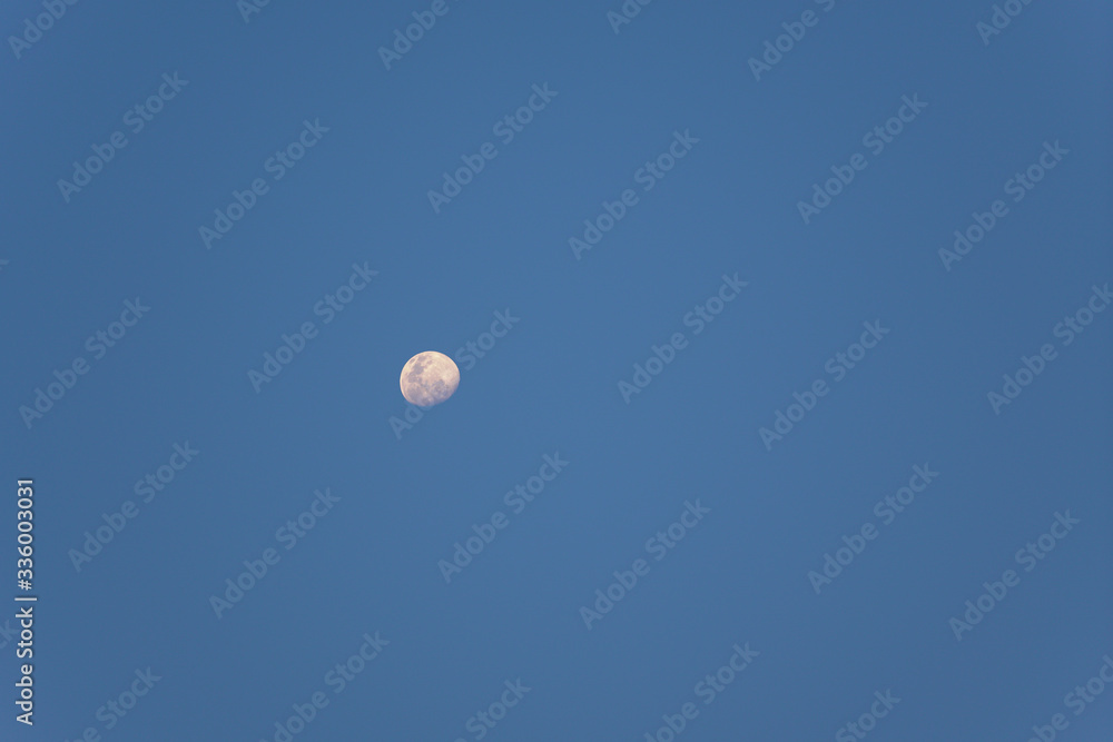 The moon and blue sky in daylight  