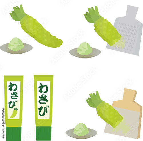 Vector illustration of wasabi paste and grater.