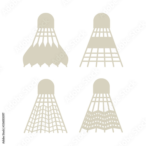 Shuttlecocks for big tennis, badminton tournament. Sports equipment, competitions, hobbies, physical culture, healthy lifestyle. Flat vector illustration.