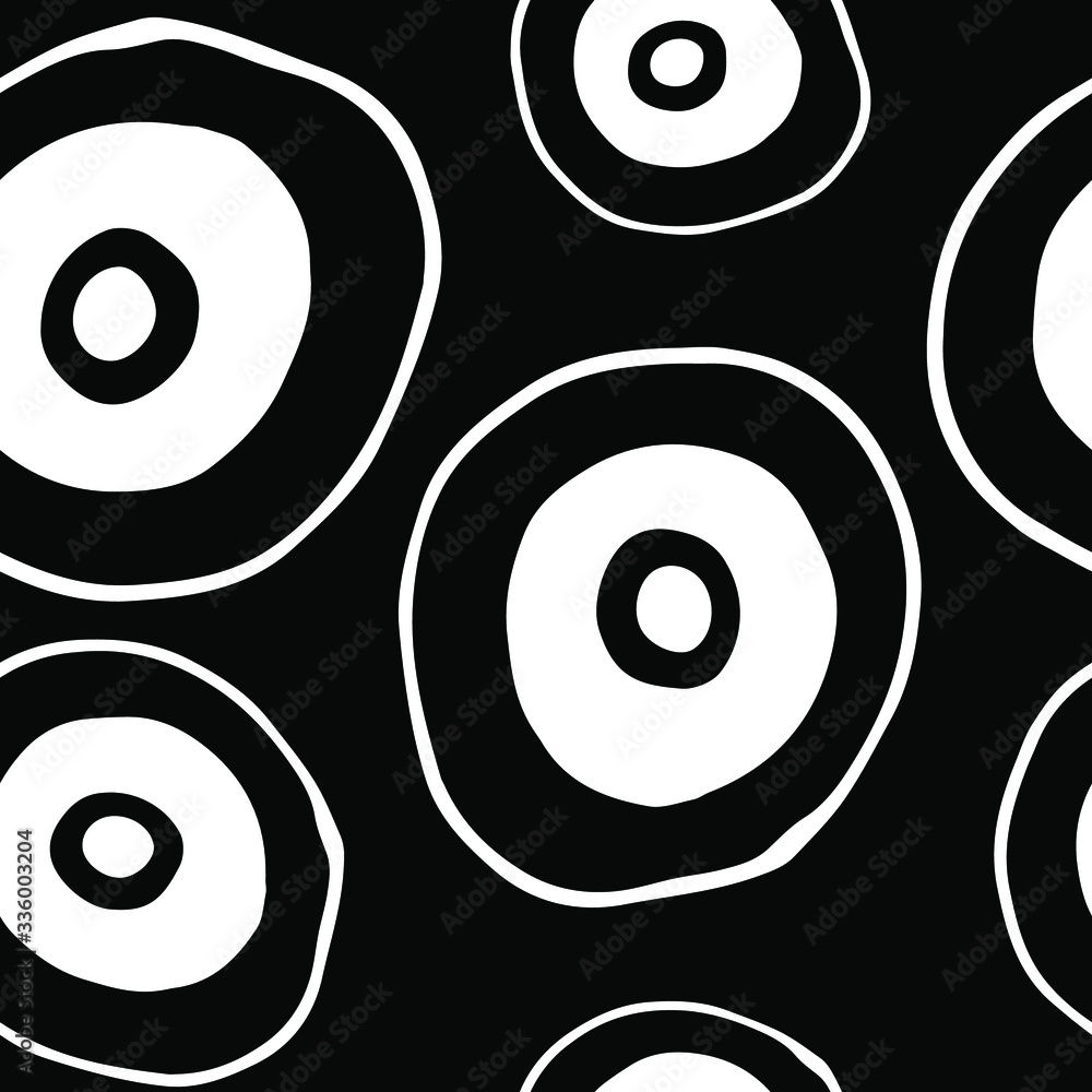 Seamless pattern of white circles on black background. Abstract modern vector illustration. Seamless pattern of white circles on black background. Abstract modern vector illustration.