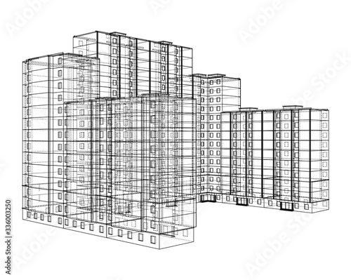 Vector wire-frame model of a multi-storey building