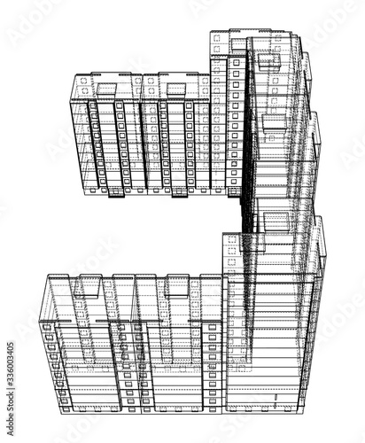 Vector wire-frame model of a multi-storey building