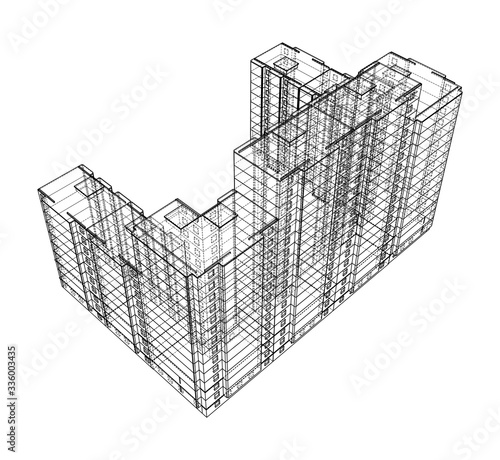 Vector wire-frame model of a multi-storey building