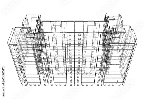 Vector wire-frame model of a multi-storey building