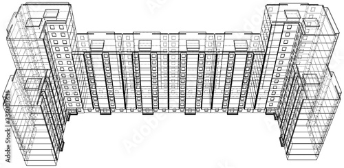 Vector wire-frame model of a multi-storey building