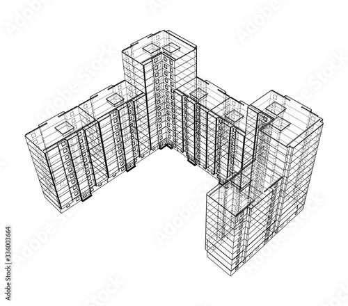 Vector wire-frame model of a multi-storey building