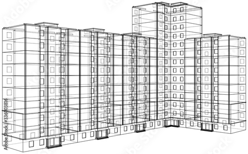 Vector wire-frame model of a multi-storey building