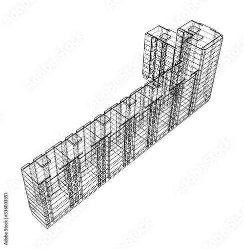 Vector wire-frame model of a multi-storey building