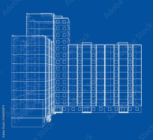 Vector wire-frame model of a multi-storey building
