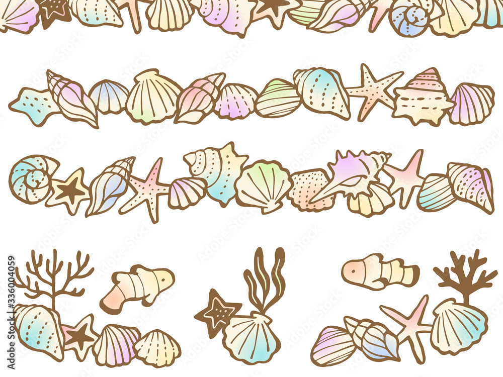 海モチーフの手描きイラスト横ラインセット 白 虹色カラー Vector De Stock Adobe Stock 海モチーフの手描きイラスト横ラインセット 白 虹色カラー Vector De Stock Adobe Stock