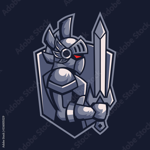 Knight Warrior swordsman logo design