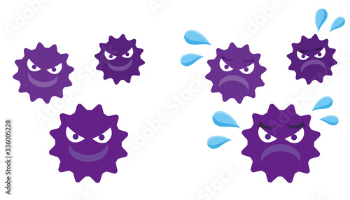 ウイルス　はびこる　慌てる　イラスト