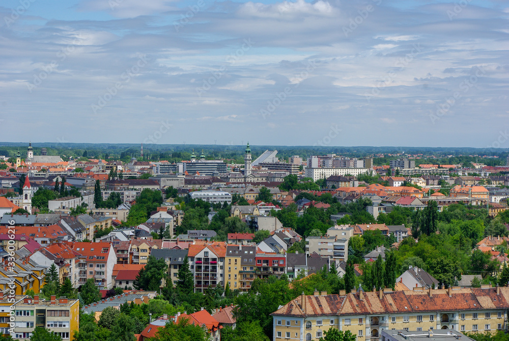 Obraz premium Aerial view of Gyor city center in 2011