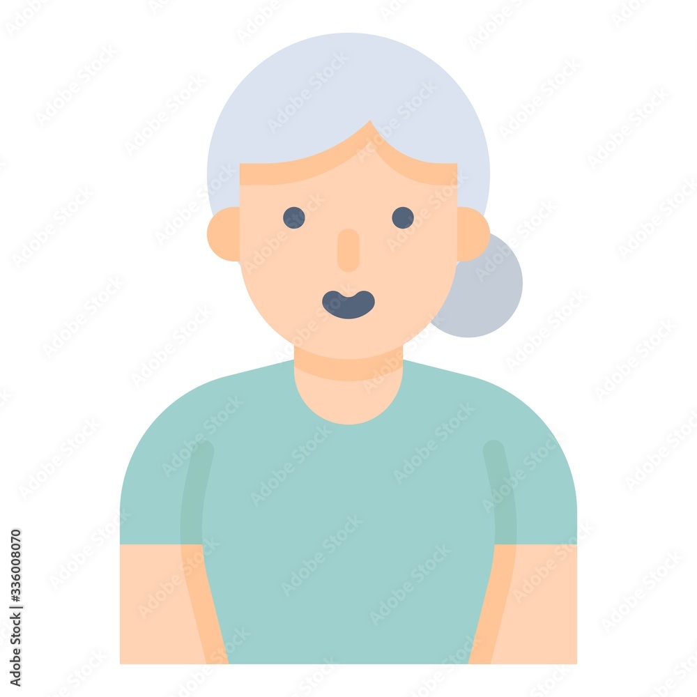 Old woman vector illustration, flat style icon
