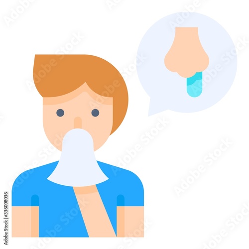 Man sneezing vector illustration, flat style icon
