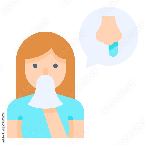 Woman sneezing vector illustration, flat style icon