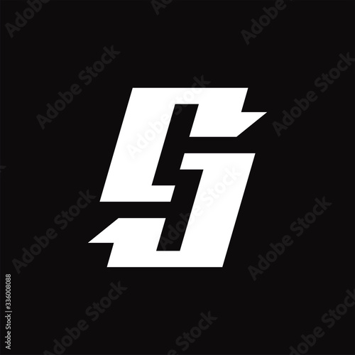 Initial letter S J logo template with sporty bold line art symbol in flat design monogram illustration