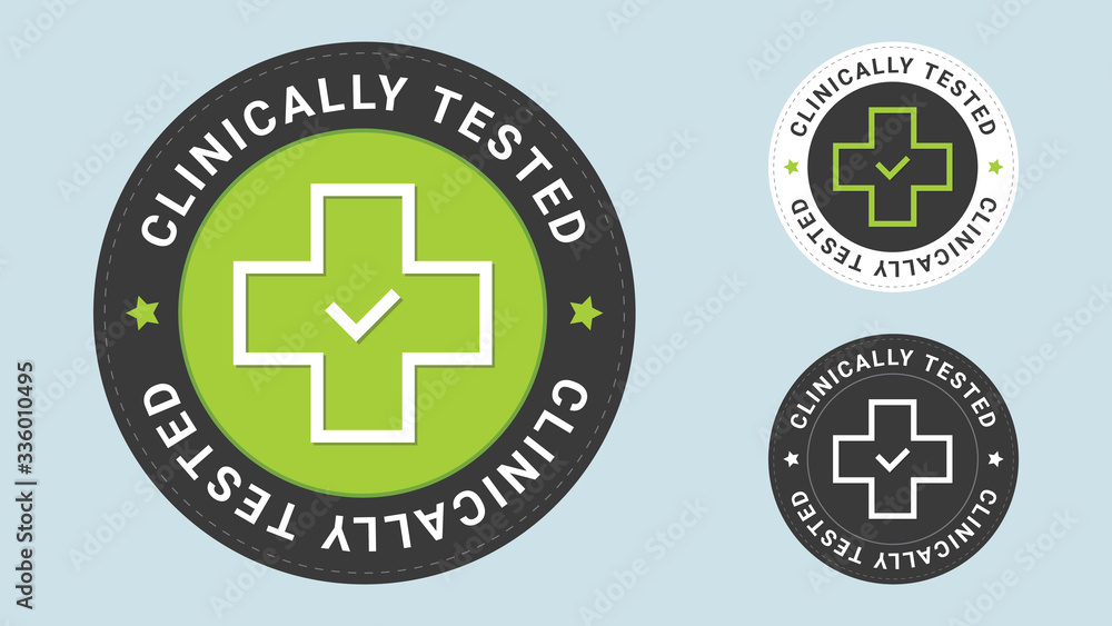 Clinically tested insignia stamp. Vector certificate icon. Vector combination for flat style certificate. Clinically tested insignia stamp. Vector certificate icon. Vector combination for flat style certificate.