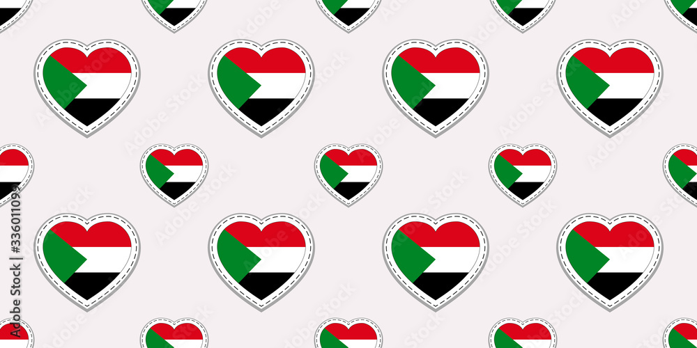 Sudan flag background. Sudanese, vector stickers. Love hearts symbols flags seamless pattern. Good choice for sports pages, travel, school elements. patriotic wallpaper. Sudan flag background. Sudanese, vector stickers. Love hearts symbols flags seamless pattern. Good choice for sports pages, travel, school elements. patriotic wallpaper.