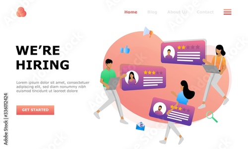 Job Hiring and Online Recruitment Vector Illustration Concept, Suitable for web landing page, ui, 
mobile app, editorial design, flyer, banner, and other related occasion