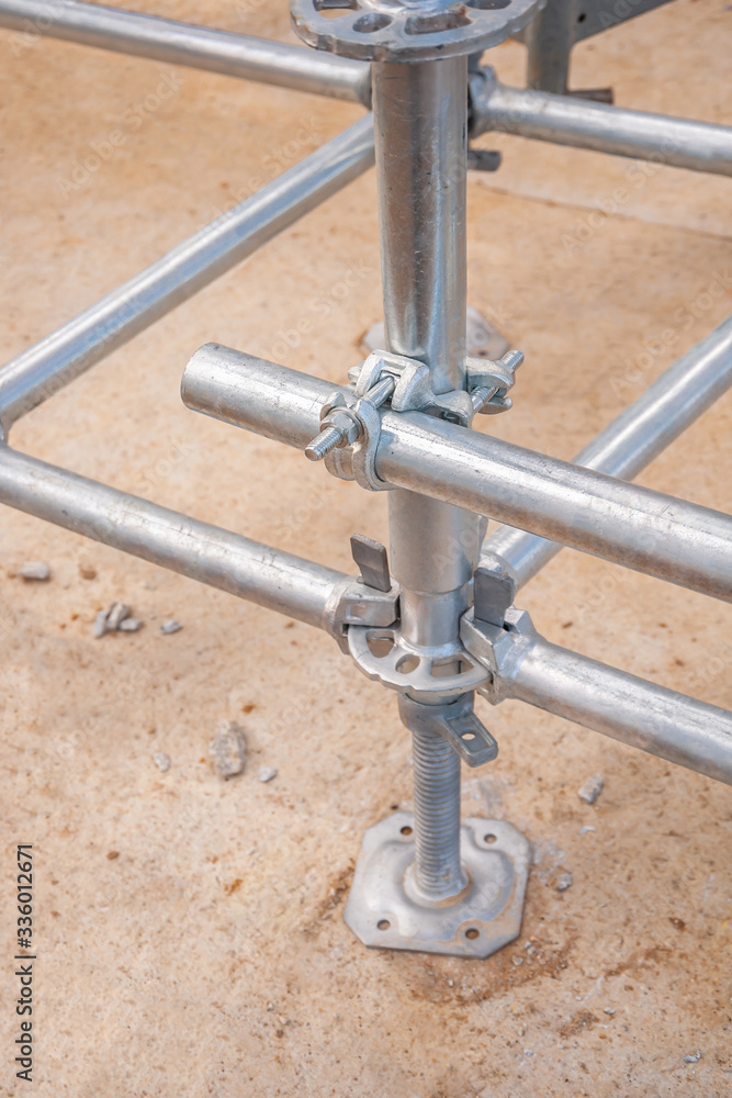 Galvanized scaffolding on bridge construction