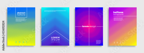 Set of cover design with abstract multicolored halftone gradient. Vector illustration. Universal abstract design for covers, poster, flyers, banners, greeting card, booklet and brochure.