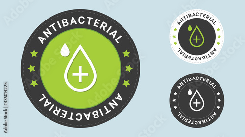 Antibacterial stamp vector illustration. Stop the Coronavirus. Vector certificate icon. Vector combination for flat style certificate.