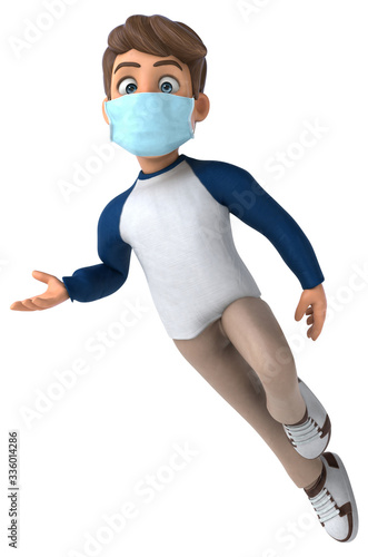 3D Illustration of a teenager with a mask