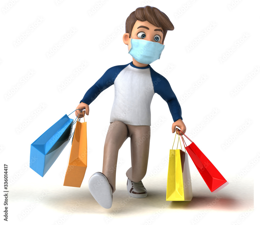 3D Illustration of a teenager with a mask 3D Illustration of a teenager with a mask