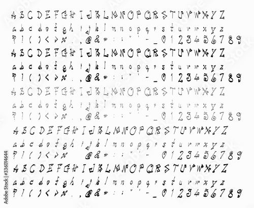 Hand drawn letters vector alphabet set eps10