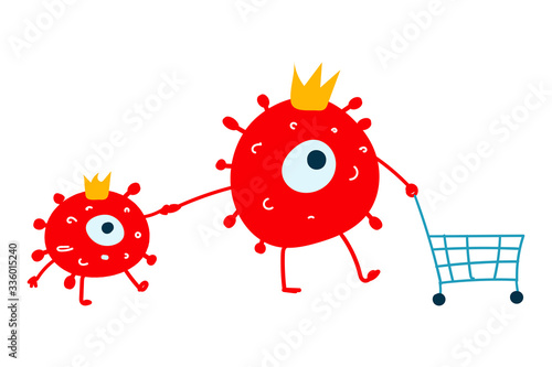 Coronovirus pandemic. Virus 2019-nCoV in store. Cartoon Style Illustrations