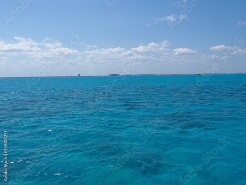 Beauty water between Isla Mujeres and Cancun city in Mexico