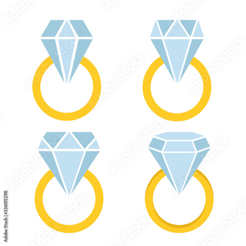 Abstract color shine diamond cristal ring collection icon for gemstone concept design