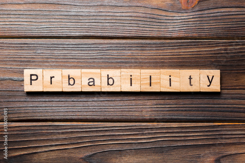 Canvas-taulu probability word written on wood block