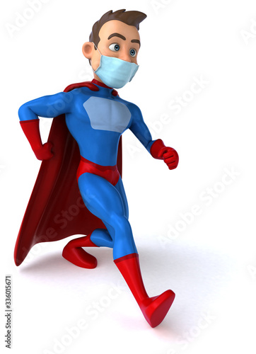 3D illustration of a cartoon character with a mask