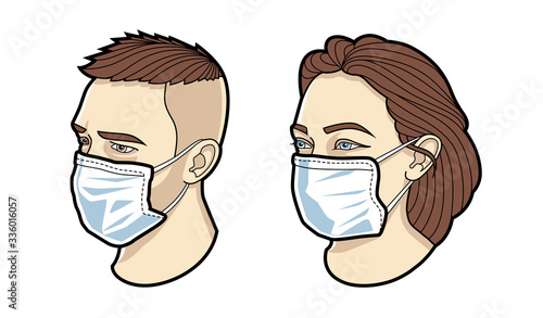 Face In Mask Vector