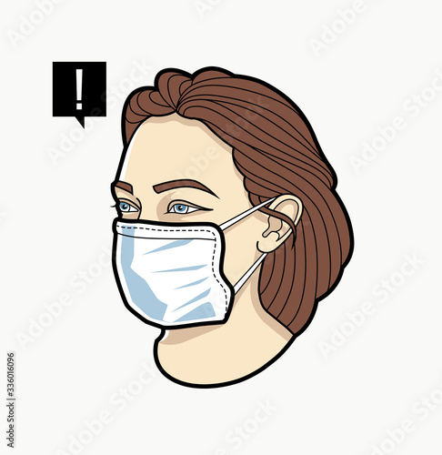 Woman face in respiratory mask