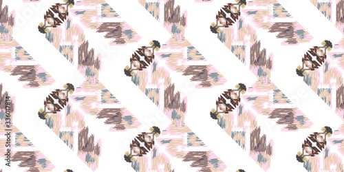 Drapery curves pagan tripe seamless pattern. Indian old surface background. Vector ornament.