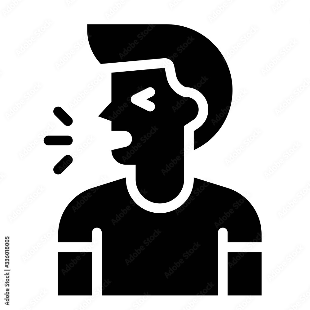 Man coughing vector illustration, solid style icon Man coughing vector illustration, solid style icon
