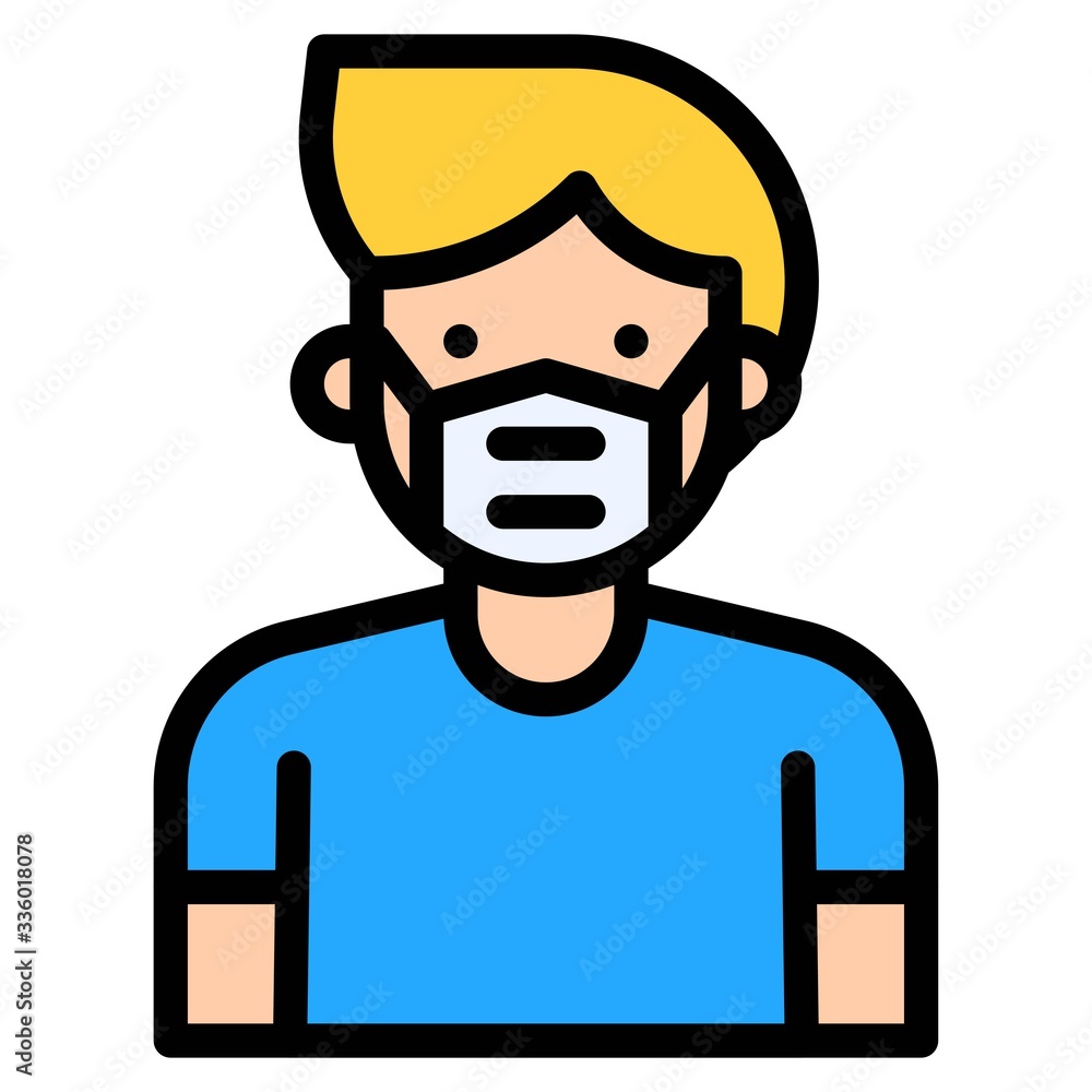 Man wearing a surgical mask, filled style icon Man wearing a surgical mask, filled style icon