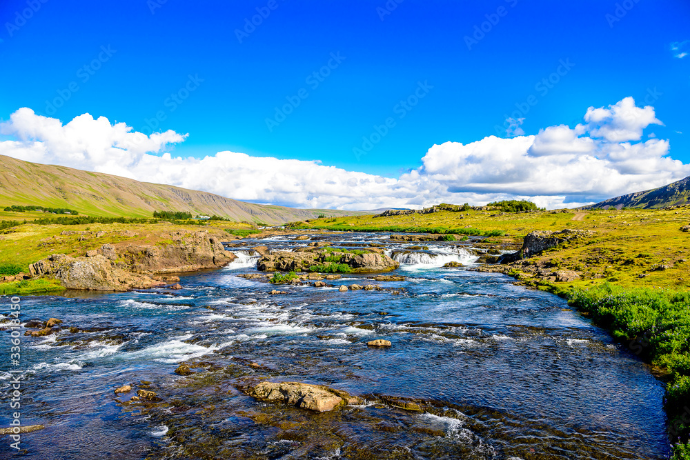 Beautiful Iceland waterfall panorama