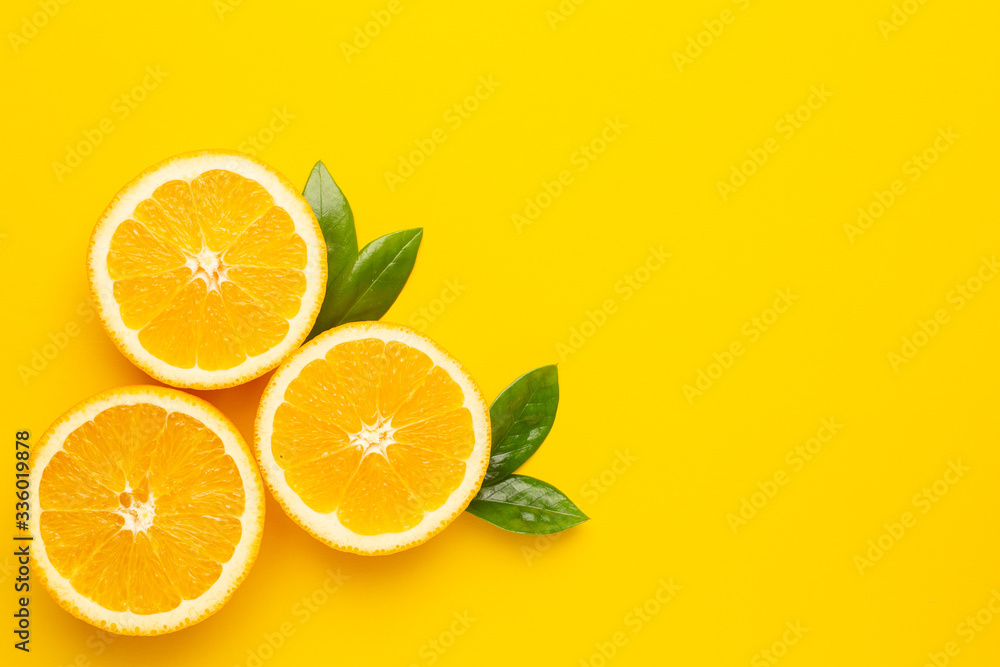 Tropical cutting citrus lemon on yellow background with copyspace Tropical cutting citrus lemon on yellow background with copyspace