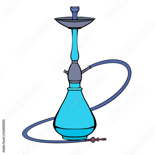 Color contour cartoon illustration of hookah isolated on a white background. Rest and relaxation. Vector object for logos, icons, infographics and your design.