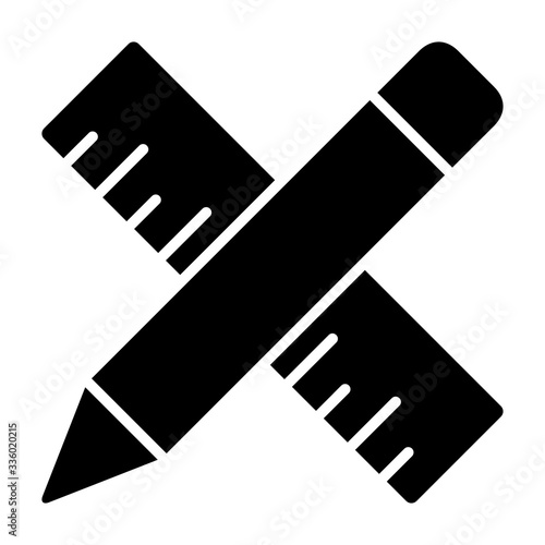 Pencil and ruler or architecture flat vector icon for apps and websites